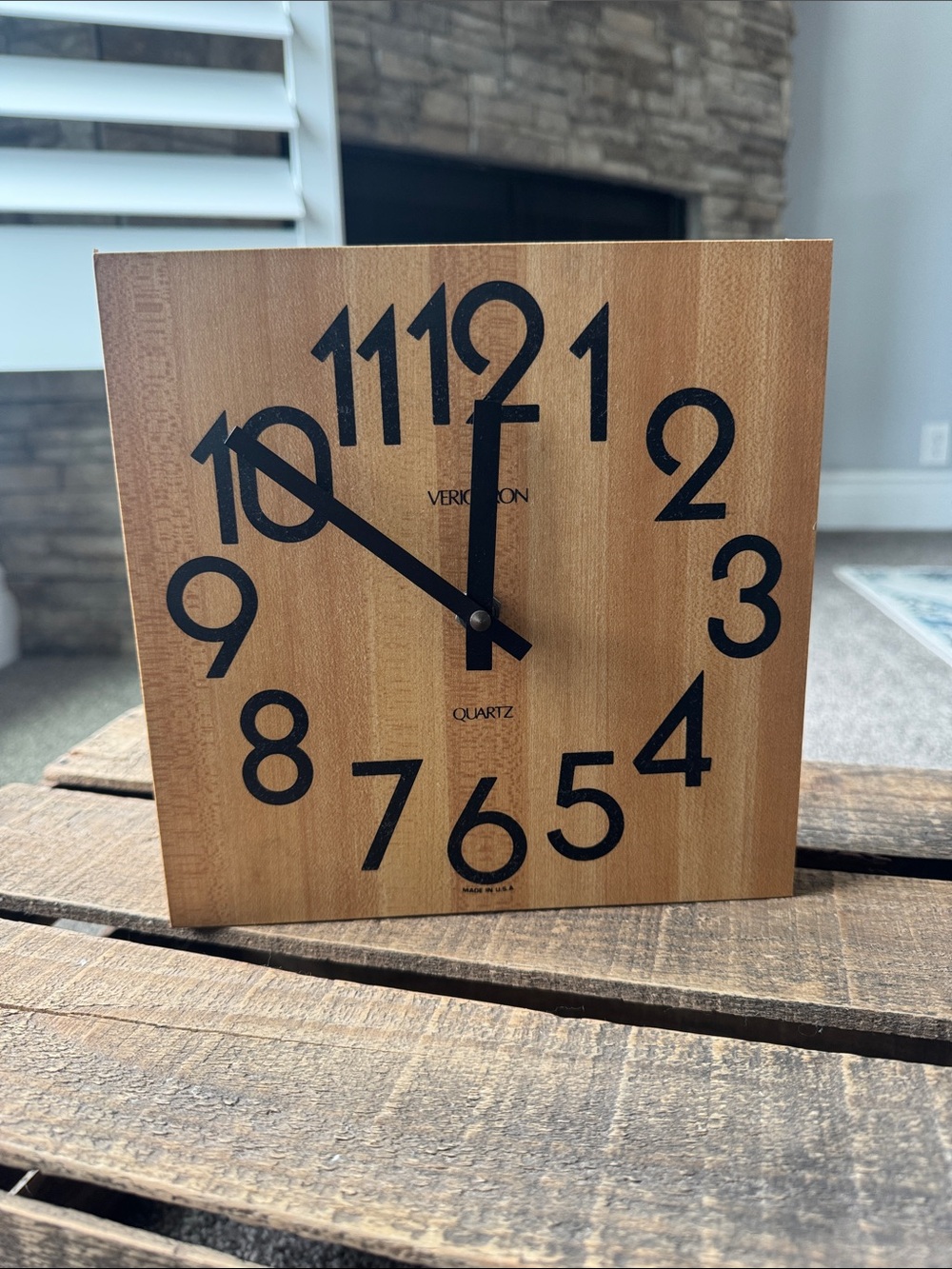 Verichon Vintage Natural Wood Butchers Block Wall Clock - Black Numerals
